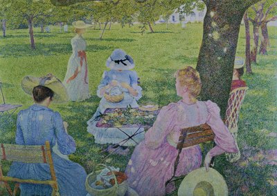 Family in the Orchard by Théo van Rysselberghe